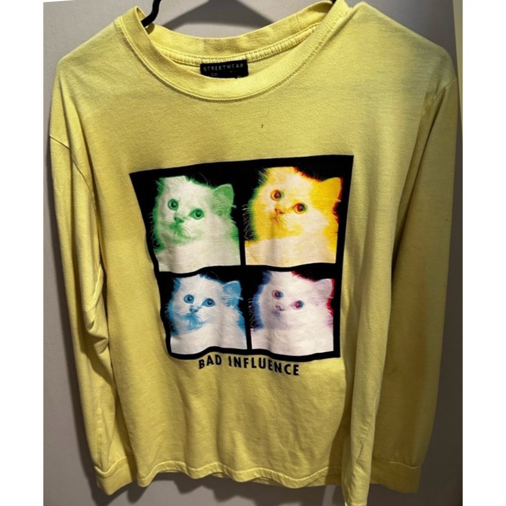 Long Sleeve Cat Shirt Yellow